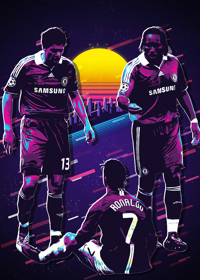 Ronaldo vs chelsea Retro Football Art
