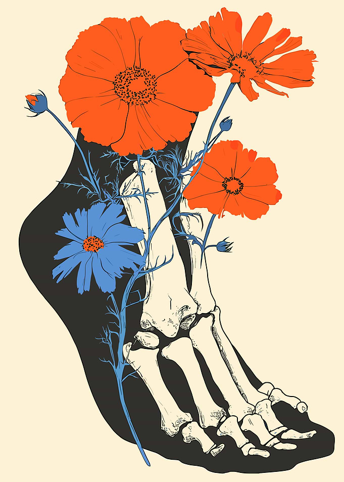 Floral Skeleton Foot