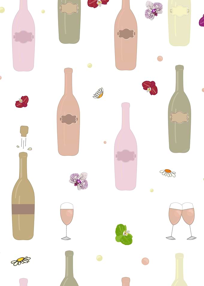 Champagne Bottles and Flowers