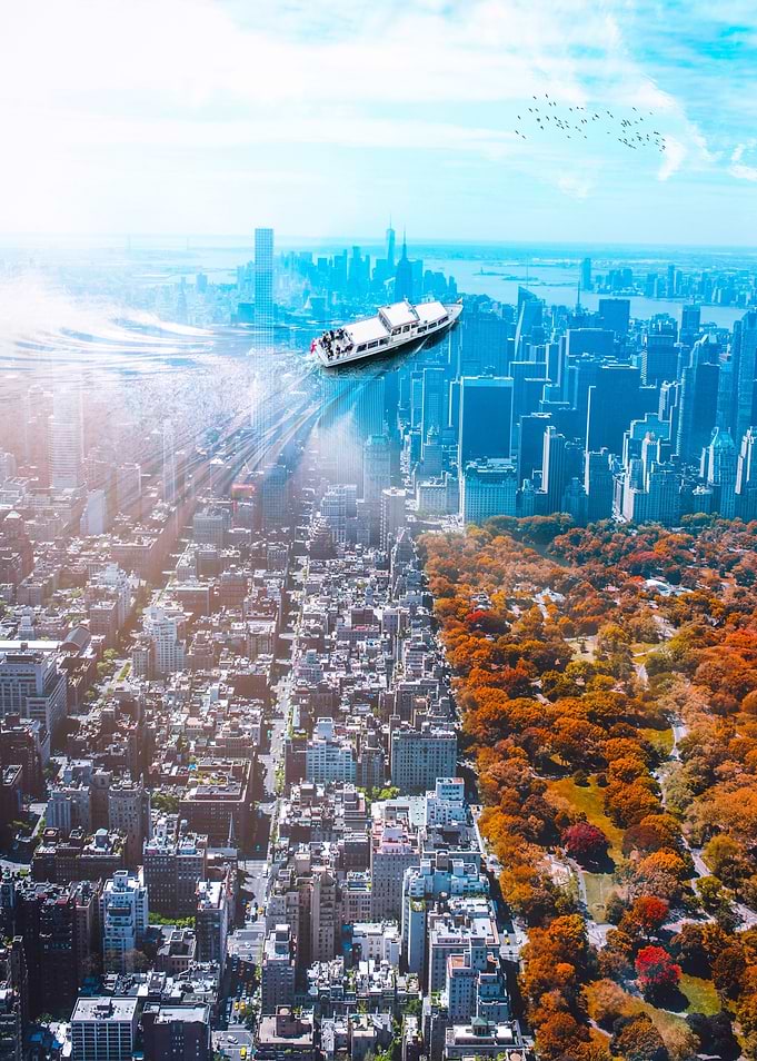 Central Park NYC Skyline Under Ocean Boat