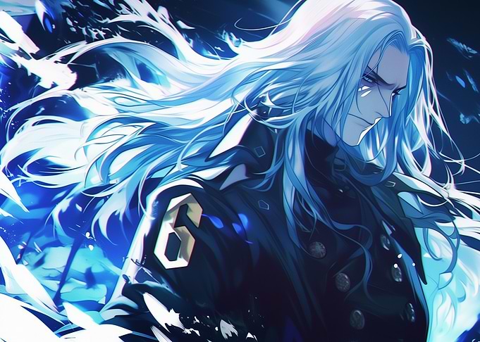 Anime Male Character with White Hair