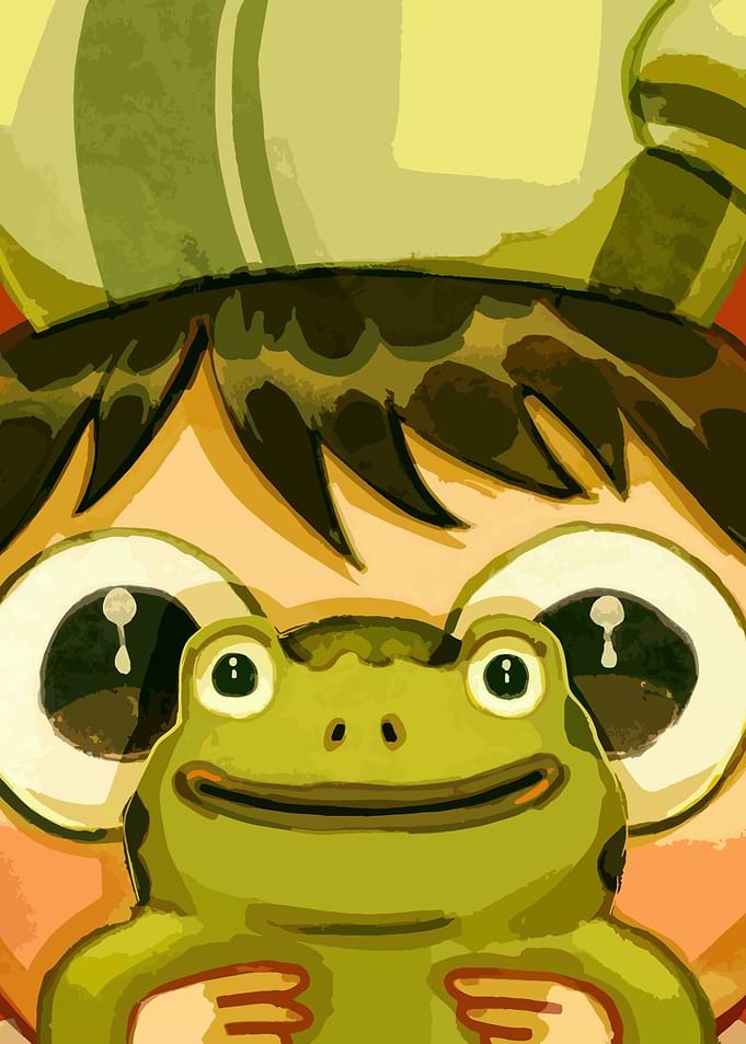 Frog and Child Illustration