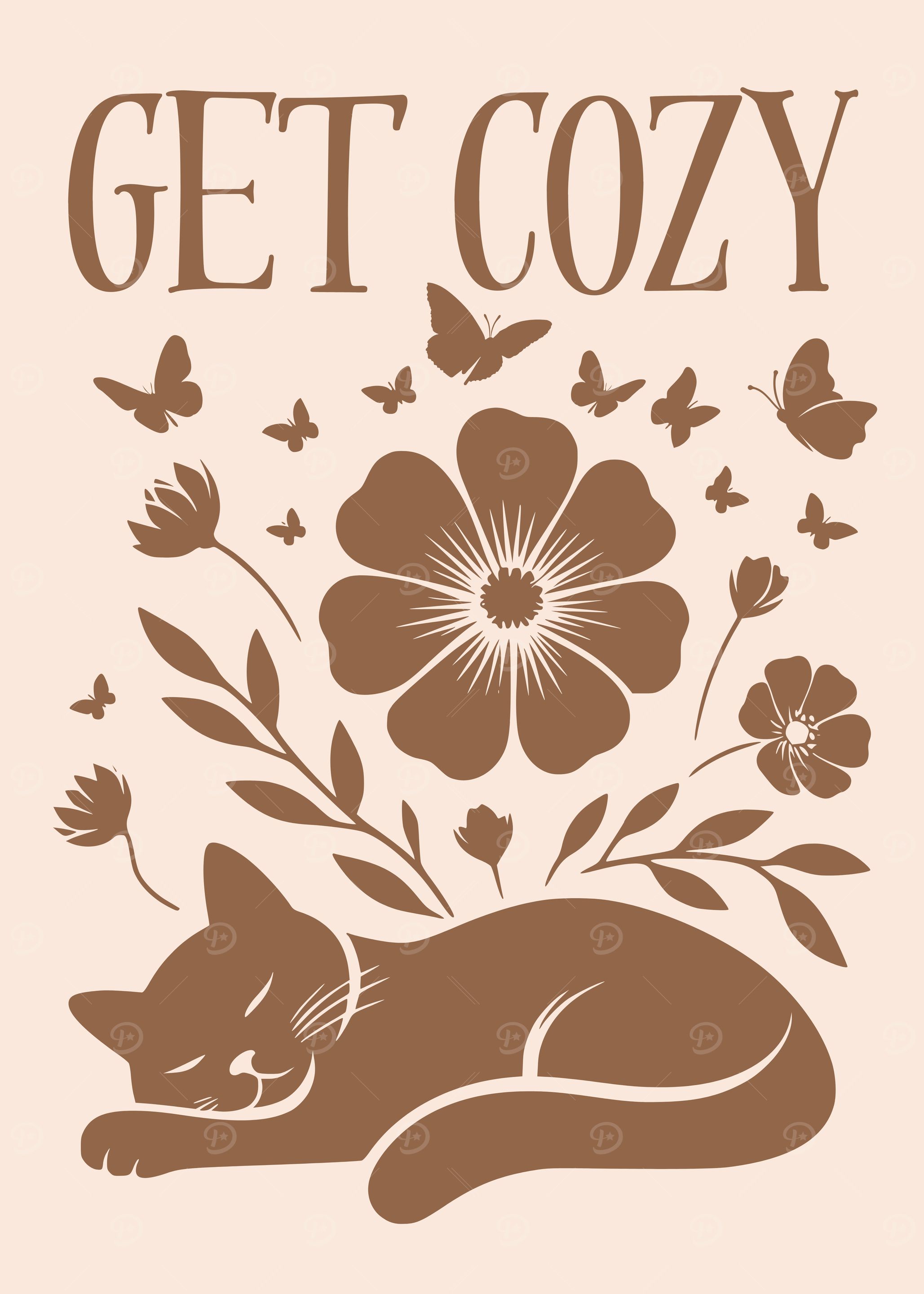 Cozy Cat with Flowers
