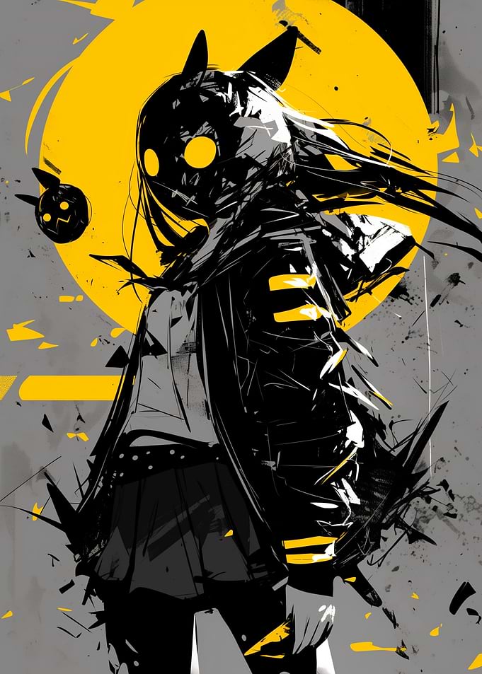 Black and Yellow Anime Girl