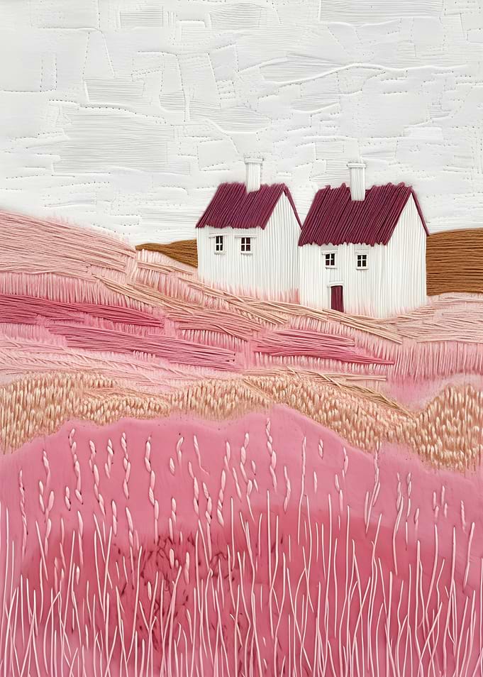 Embroidered Cottage Landscape