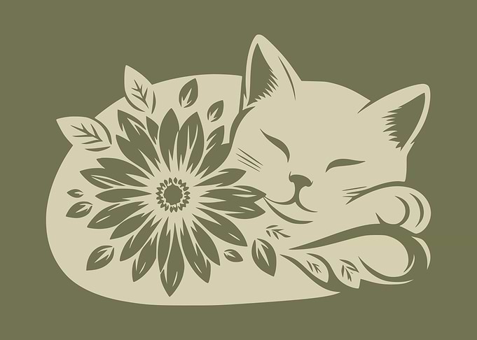Cute Boho Cat with Floral Accents