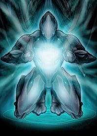 Glowing Figure in Blue