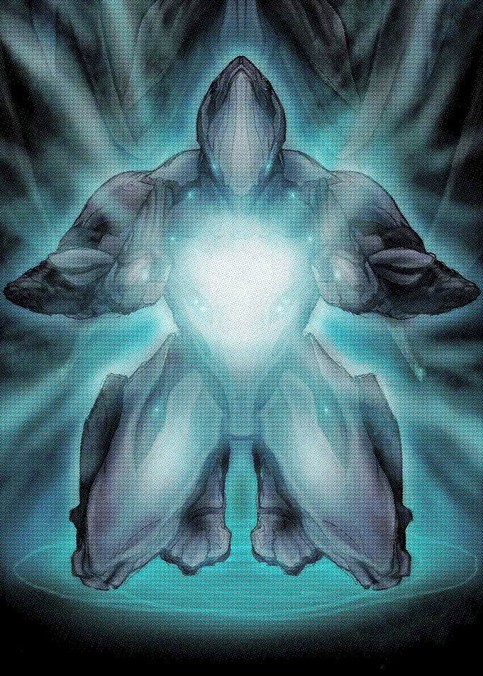 Glowing Figure in Blue