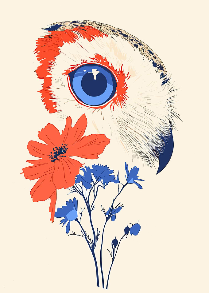 Owl and Flowers