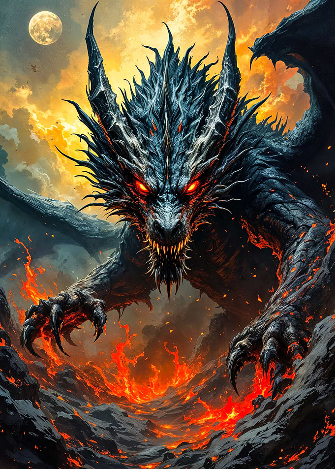 Fiery Dragon Oil Painting