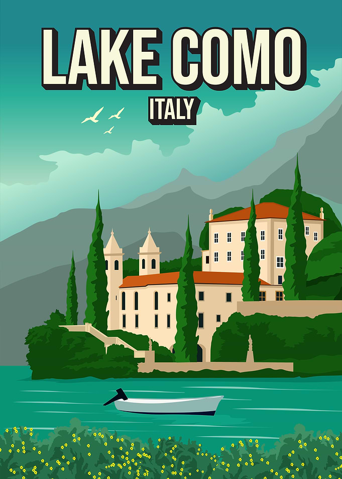 Lake Como Italy Travel Poster