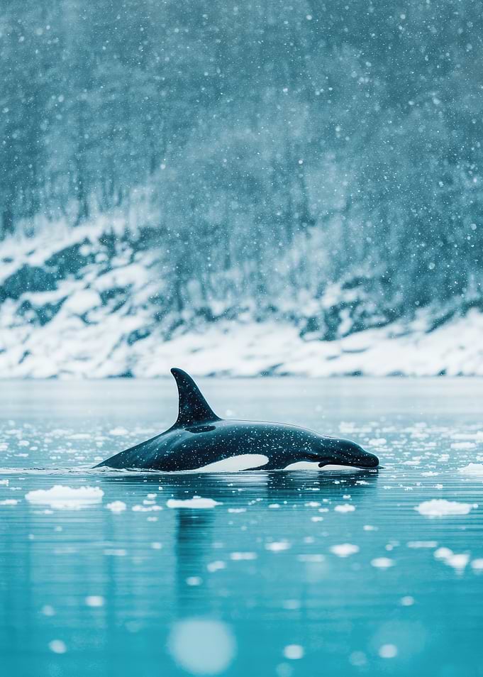 Orca in Snowy Waters