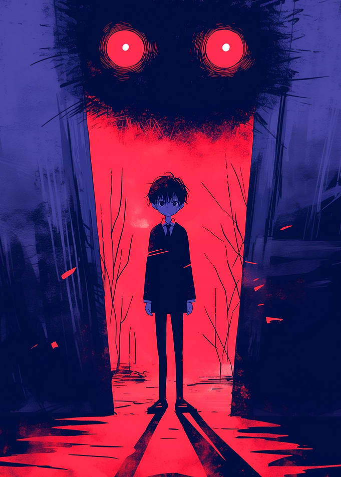Boy Facing Shadow Monster