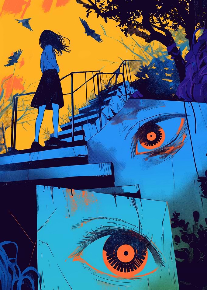 Anime Girl and Giant Eyes