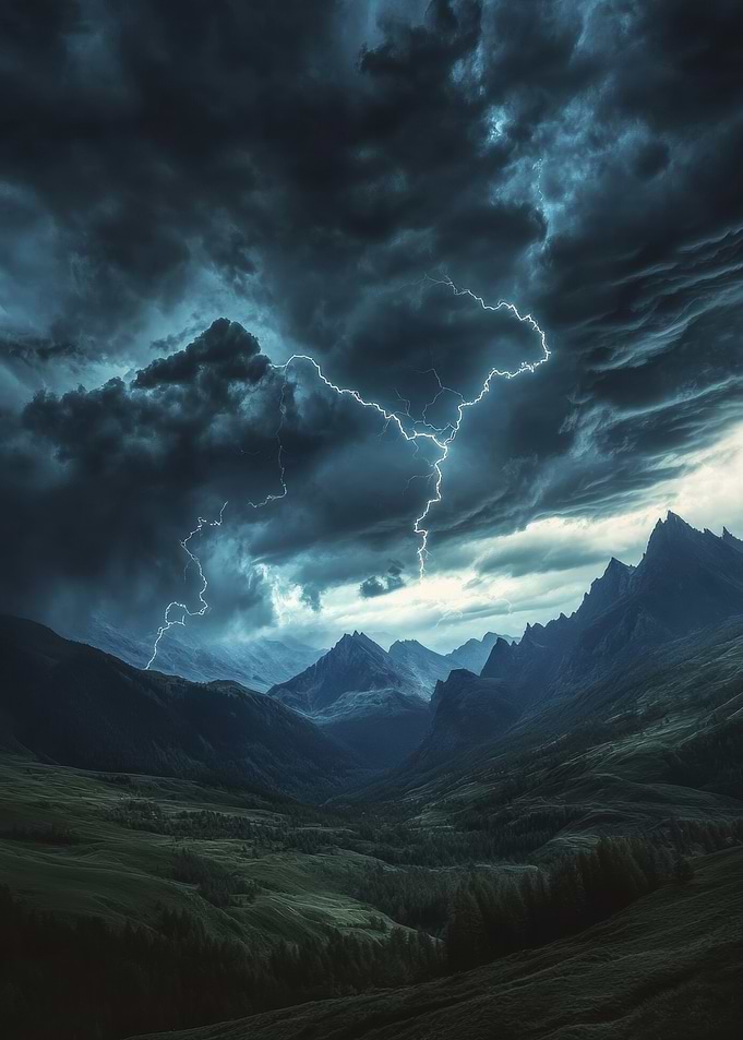 Lightning Storm Over Mountains
