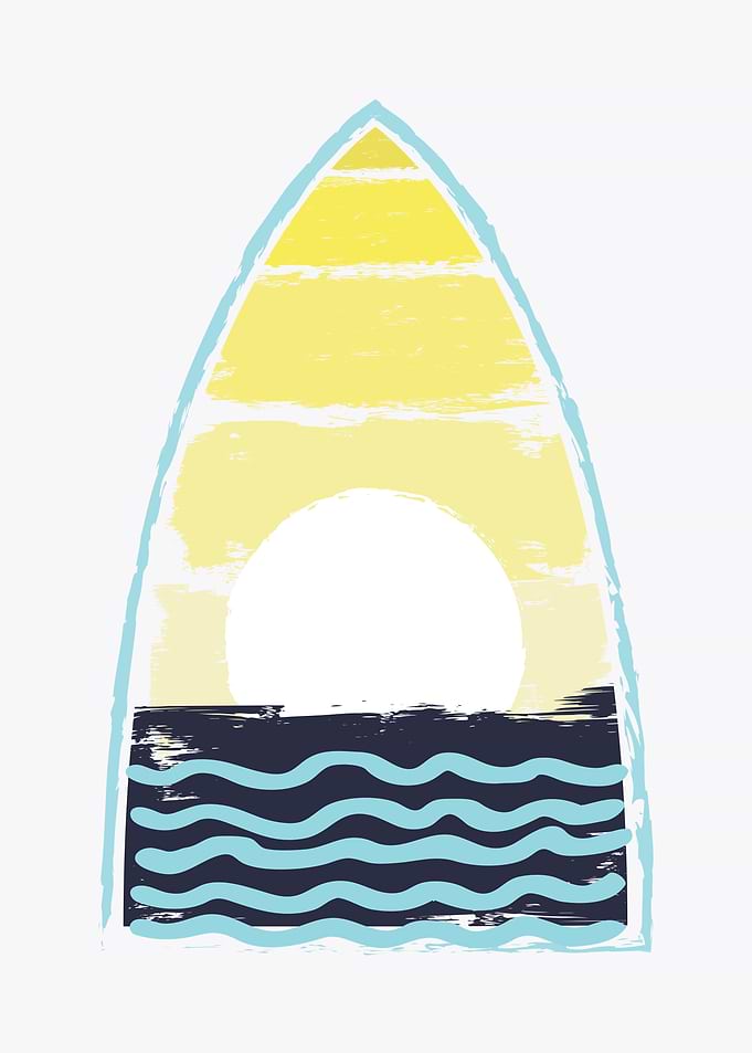 Brushstroke effect sunset surfboard.