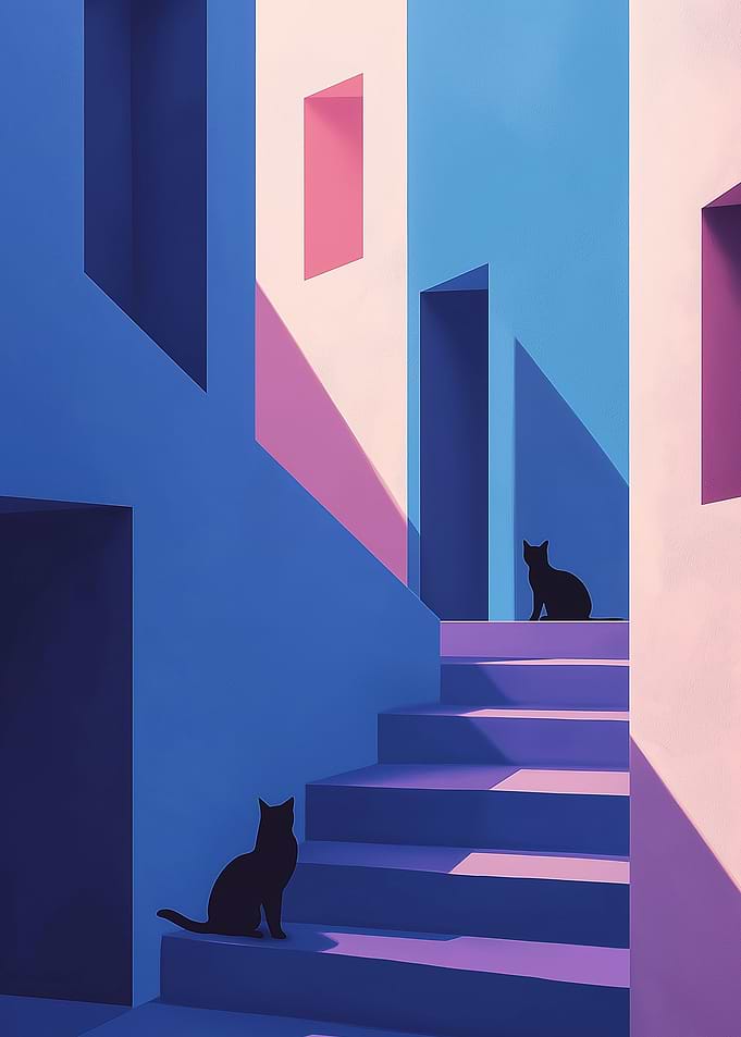 Two Cats on a Staircase