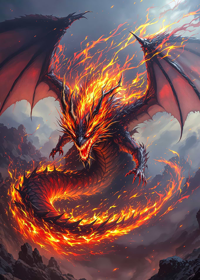 Fiery Dragon Oil Painting