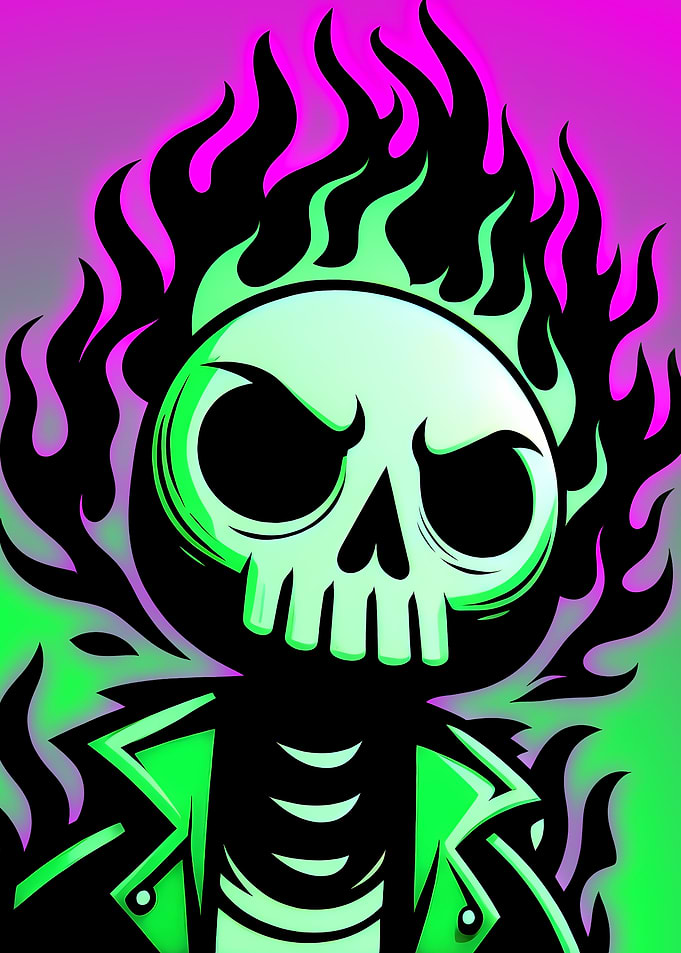 Flaming Punk Skull