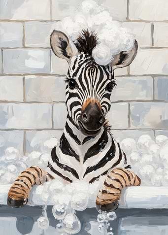 Zebra in a Bubble Bath
