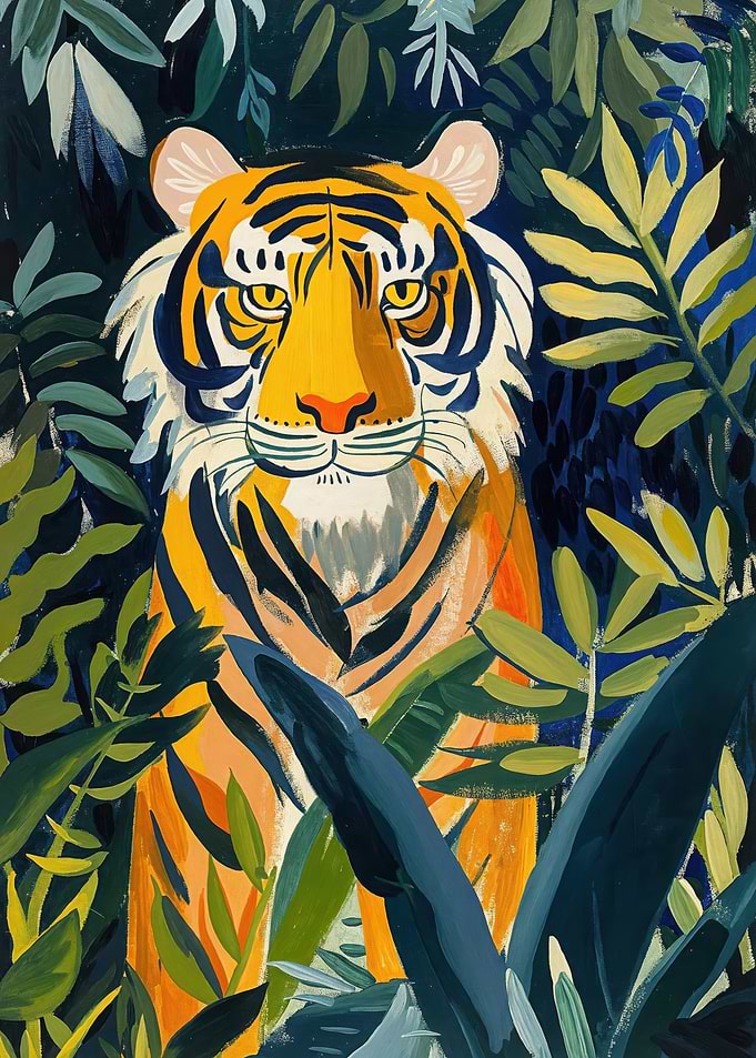 Tiger in the Jungle - Matisse inspired oil Painting