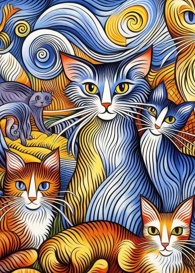 Colorful Cat Art Print