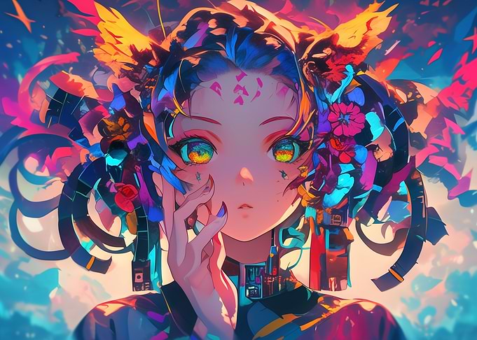 Anime Girl with Flowers