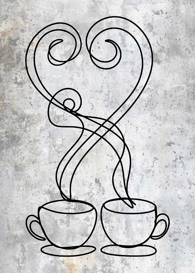 Coffee Tea Love Line Art