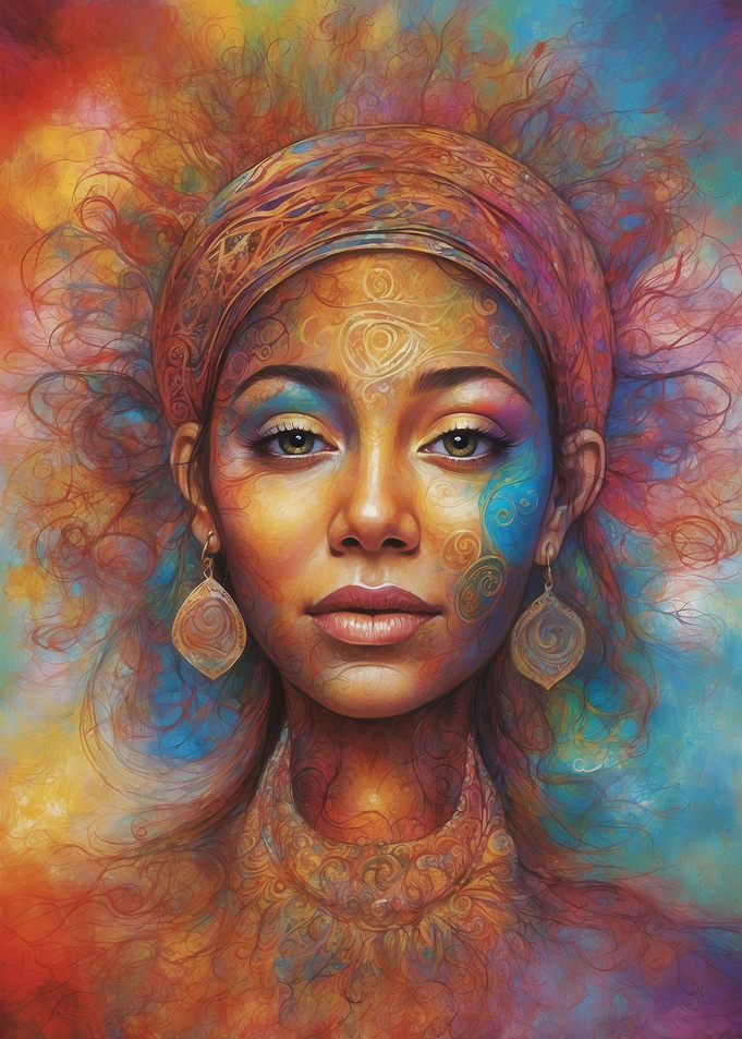 Woman with Ornate Headscarf