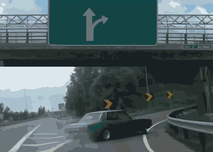 Car Under Overpass