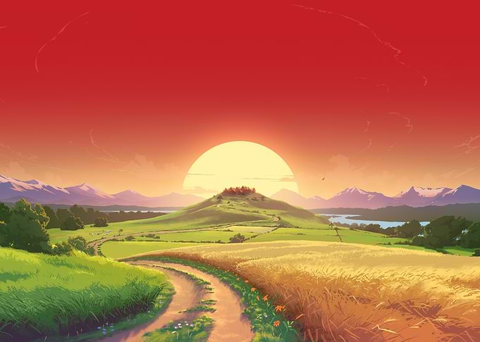 Sunset Over Rolling Hills