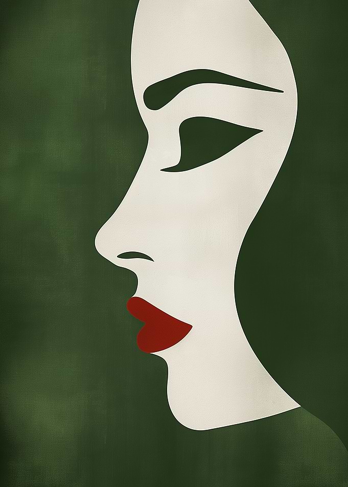 Woman's Profile in Green