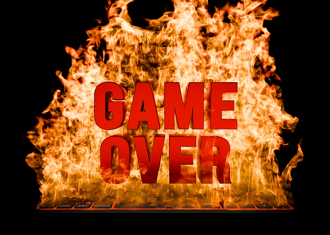 Game Over - Burning Keyboard On Fire