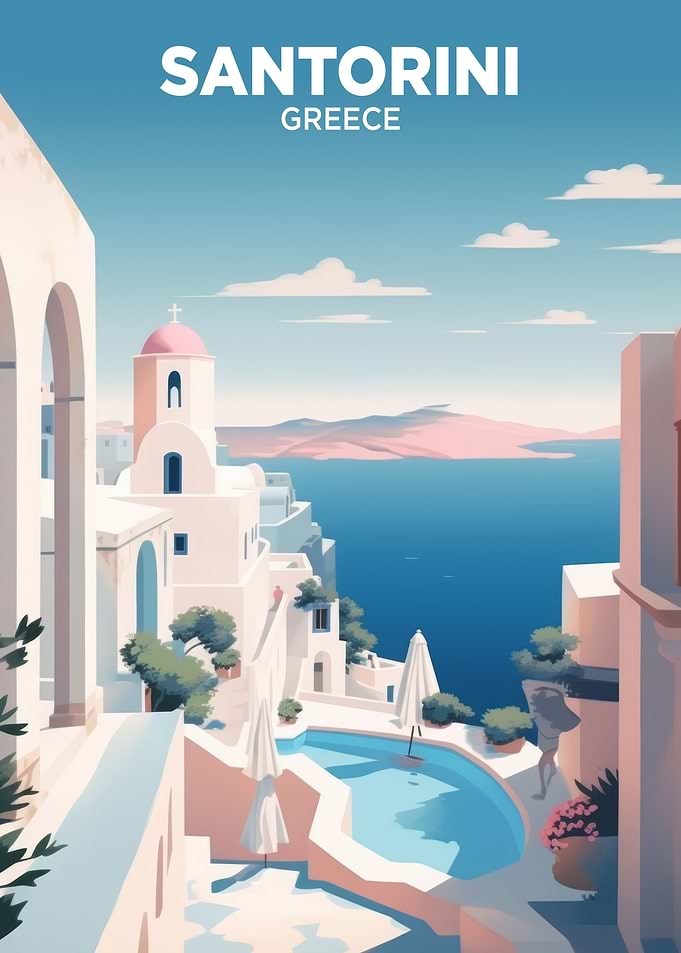 Santorini Greece Travel Poster