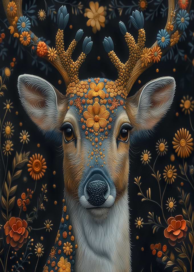 Floral Deer Portrait