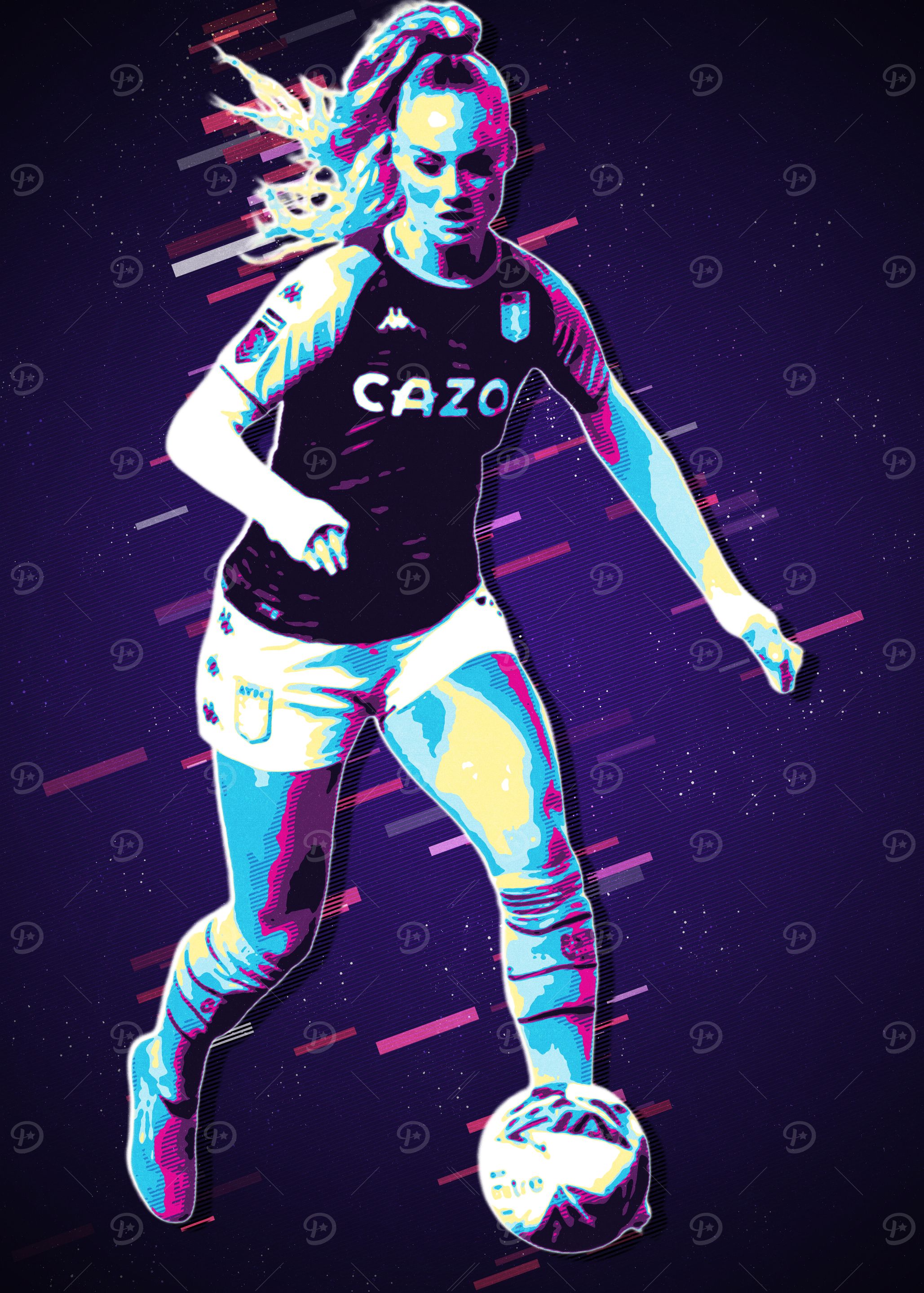 Alishs Female Soccer Player in Retro Style