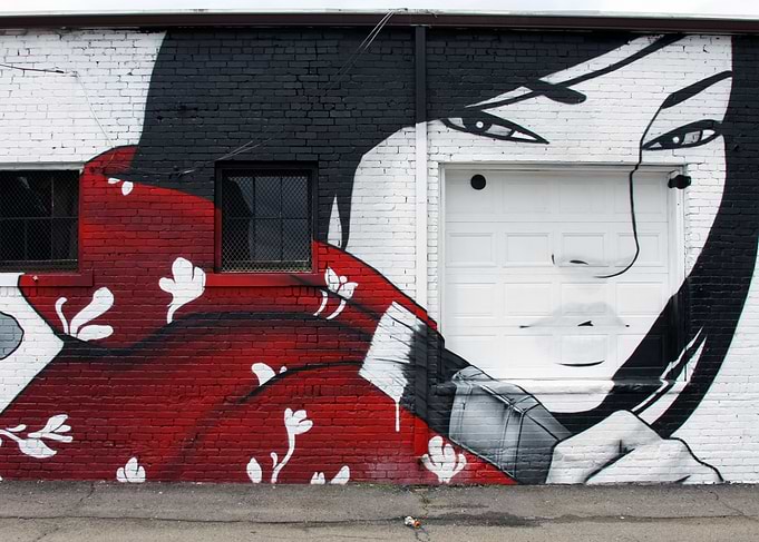 Graffiti Mural of Asian Woman