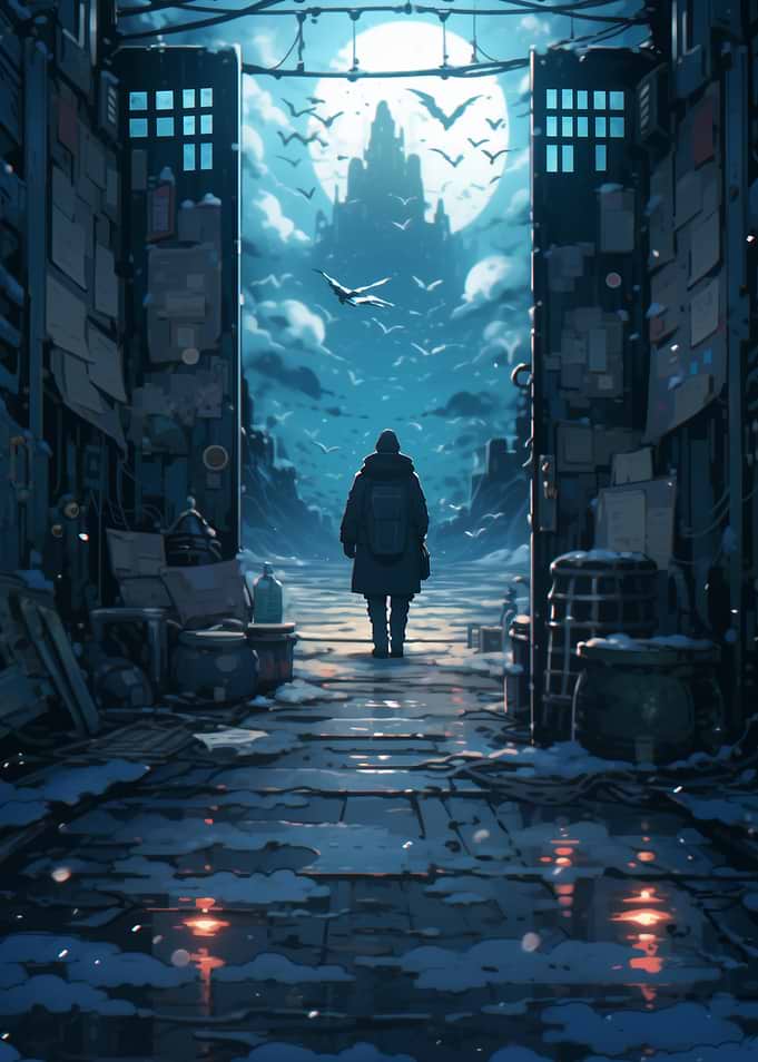 Lonely Figure in a Snowy Alley