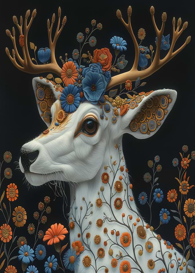 Floral Deer Portrait
