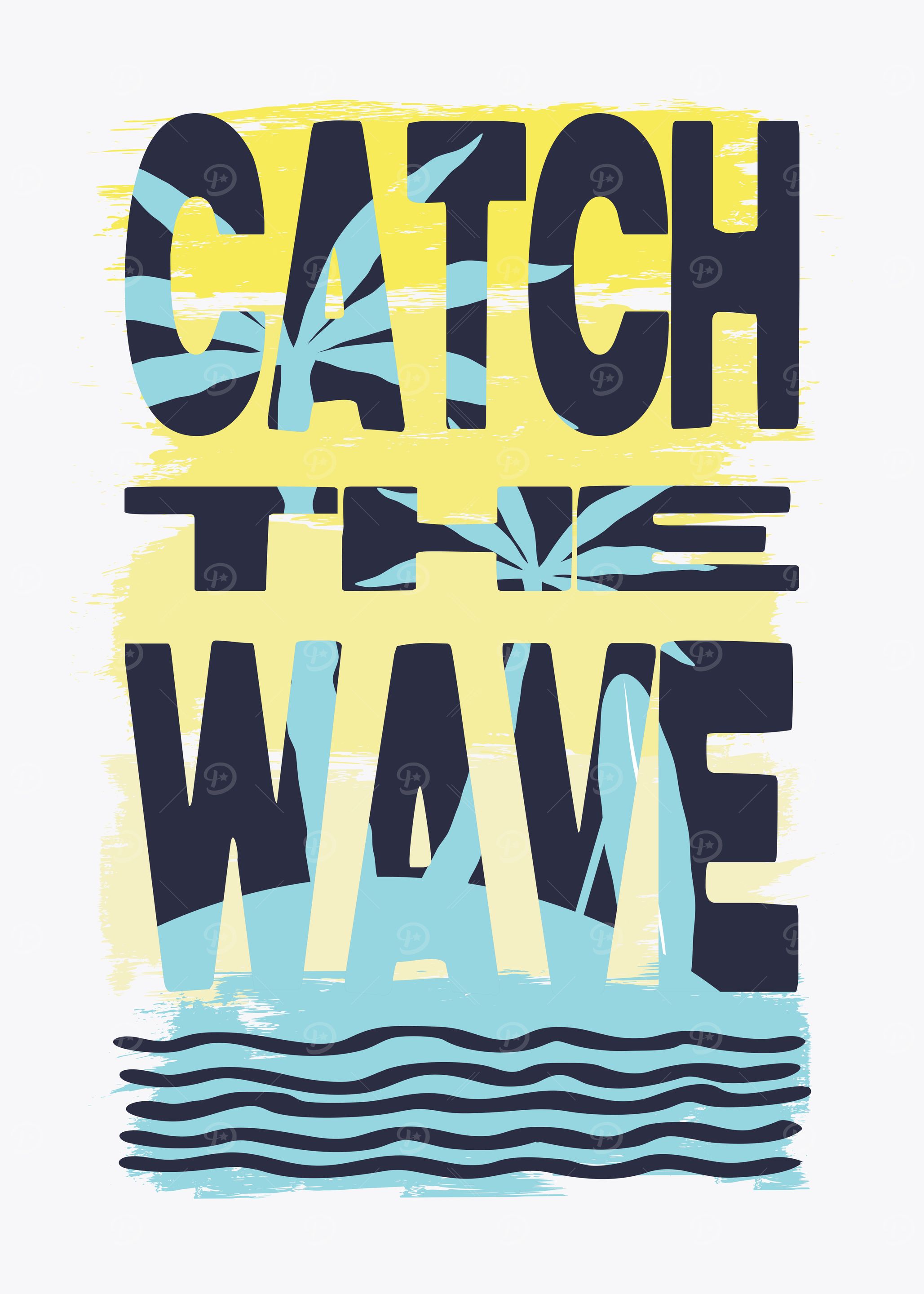 Surfing enthusiast motivational illustration.