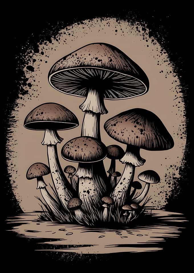 Mushroom Cluster Illustration