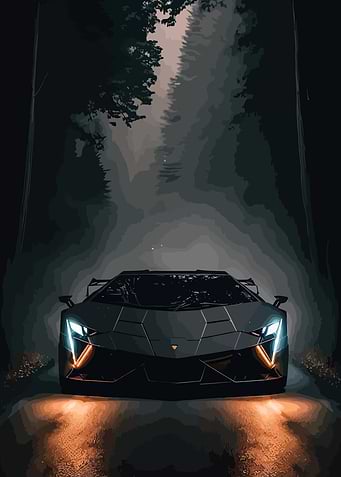 Black Lamborghini in Forest