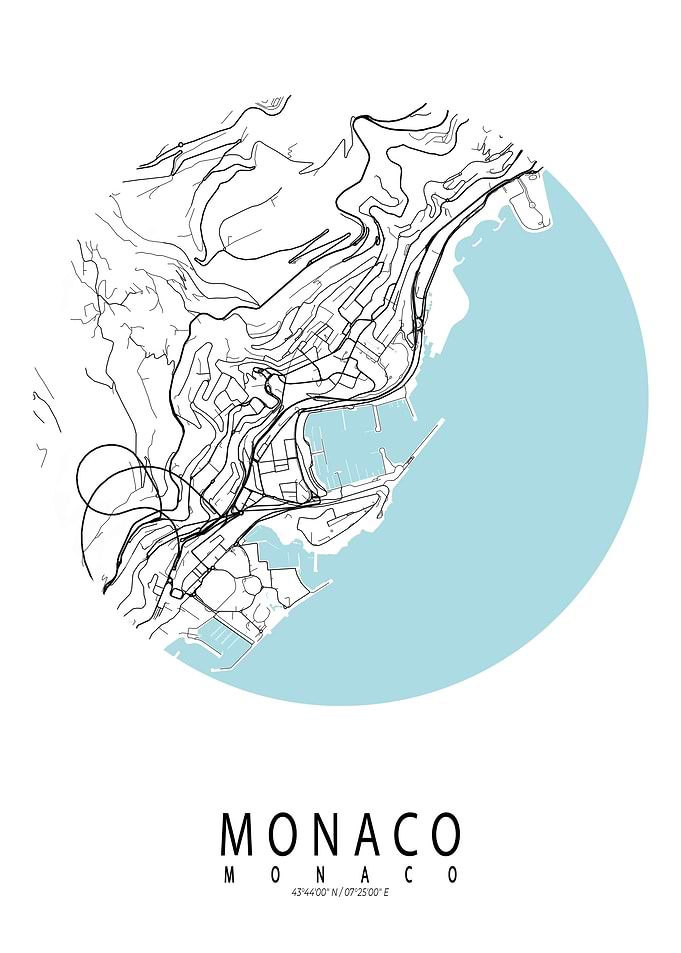 Monaco City Map Circle