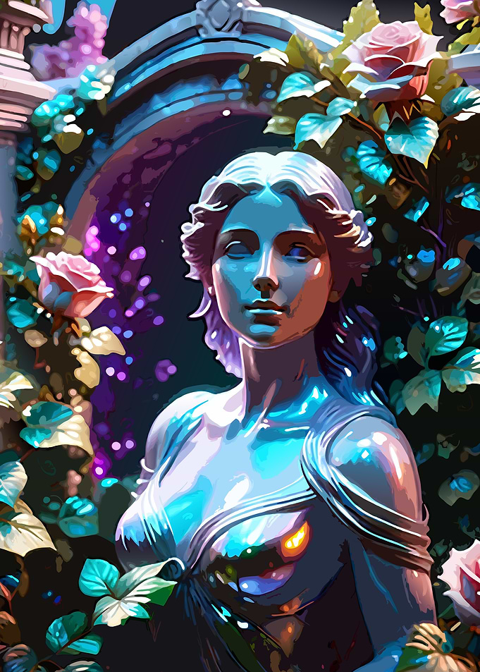 Mystical Statue in Garden