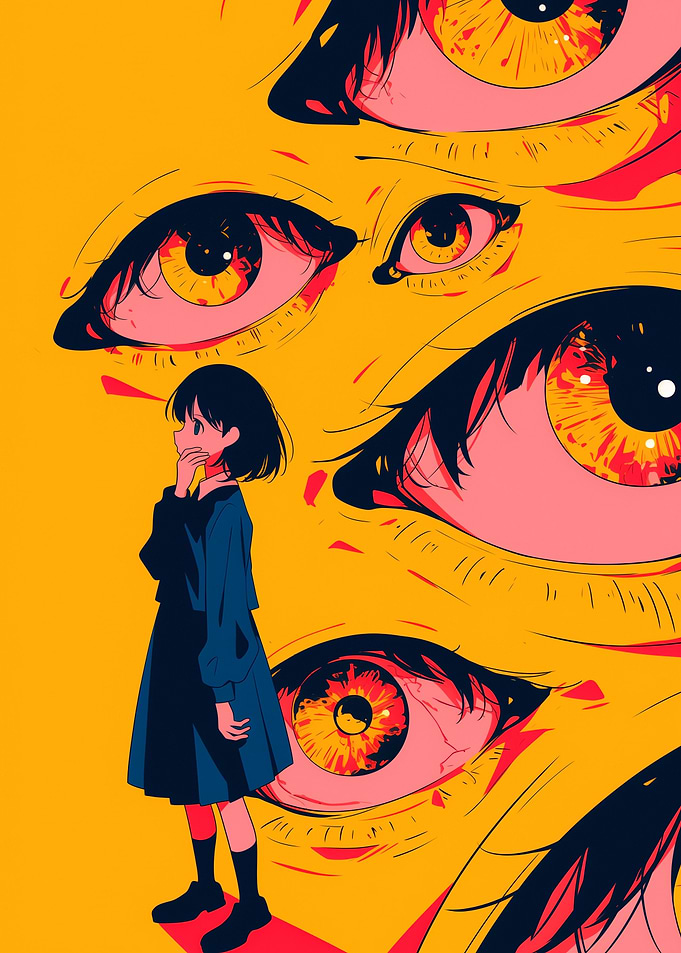 Anime Girl and Giant Eyes
