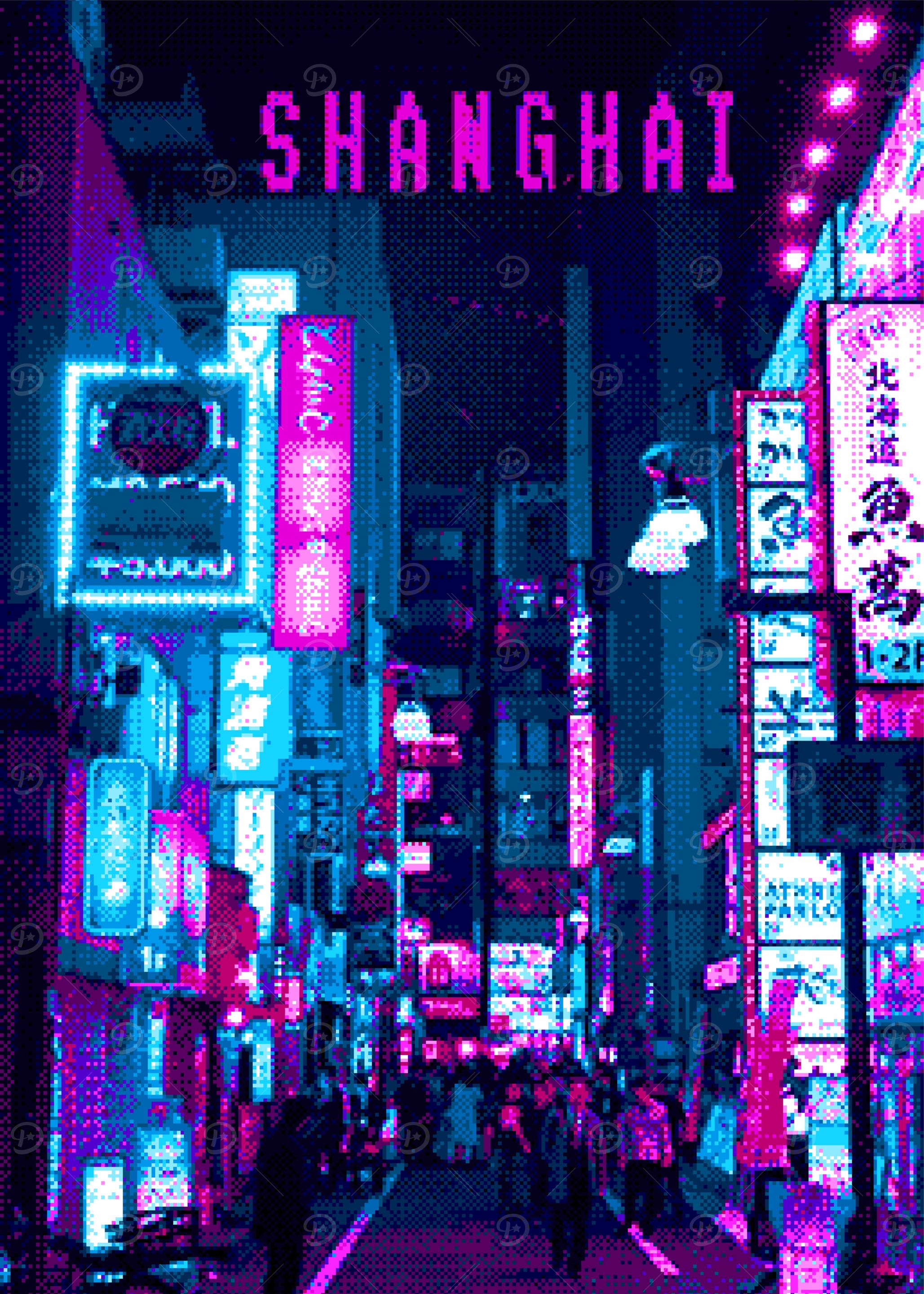 Neon Shanghai Cityscape