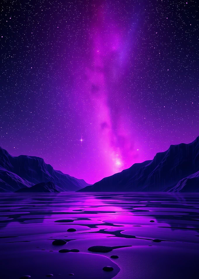 Purple Night Sky Landscape