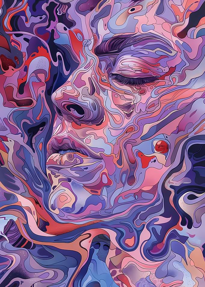 Abstract Face in Swirls