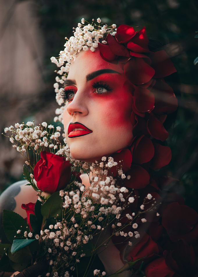 Woman with Red Roses