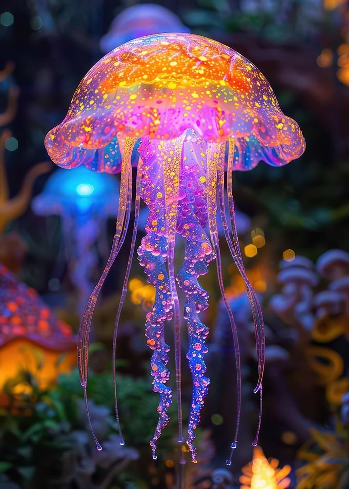 Glowing Jellyfish underwater World